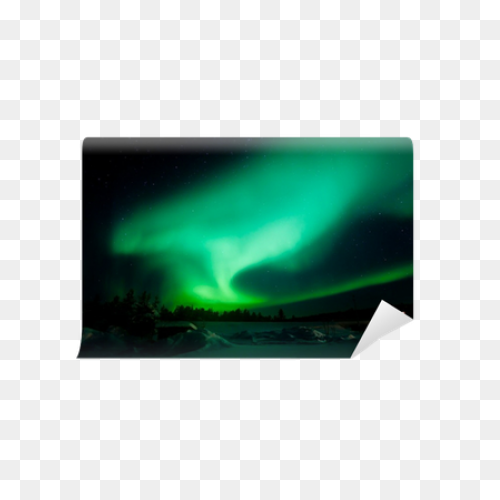Green Glow Of Northern Lights Or Au