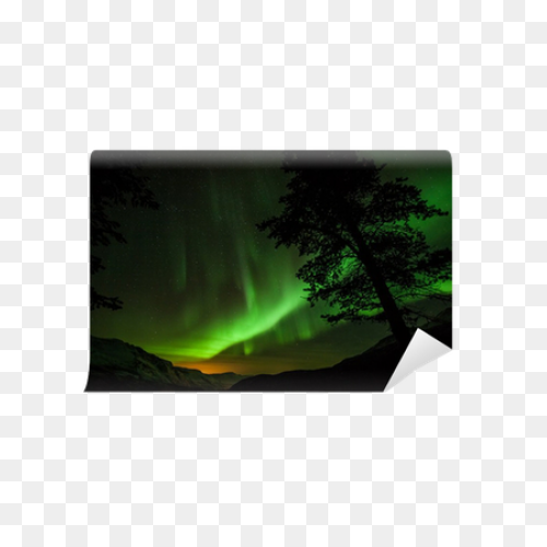 Green Glow Of Northern Lights Or Au