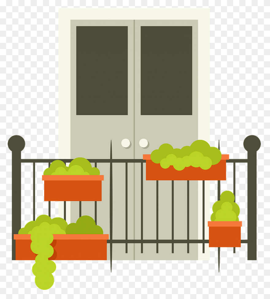 Balcony With Plants Clipart. Free - Balcony