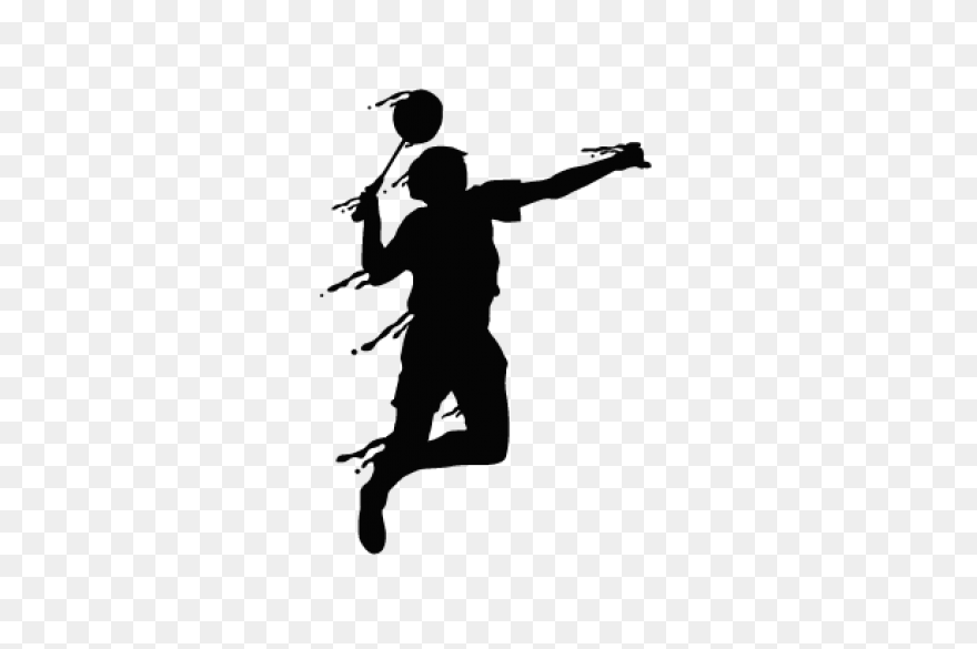 Smash Badminton Player Splash Silhouette - Badminton Player