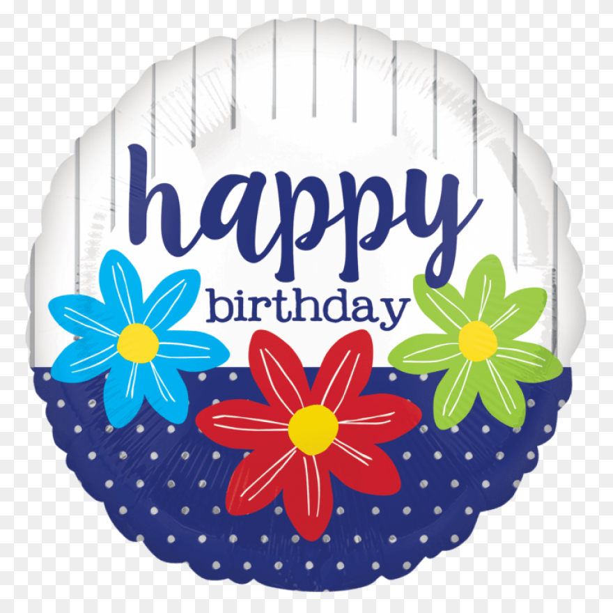 Happy Birthday Sketched Flowers 18″ - Birthday Flowers