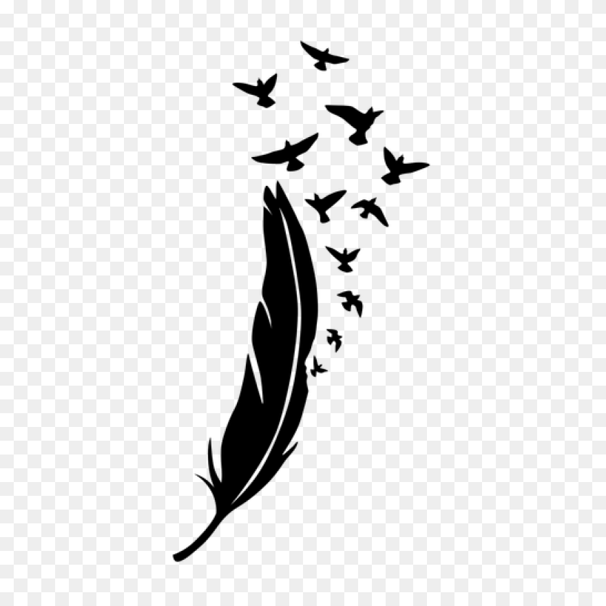 Bird Black And White Leaf Feather C