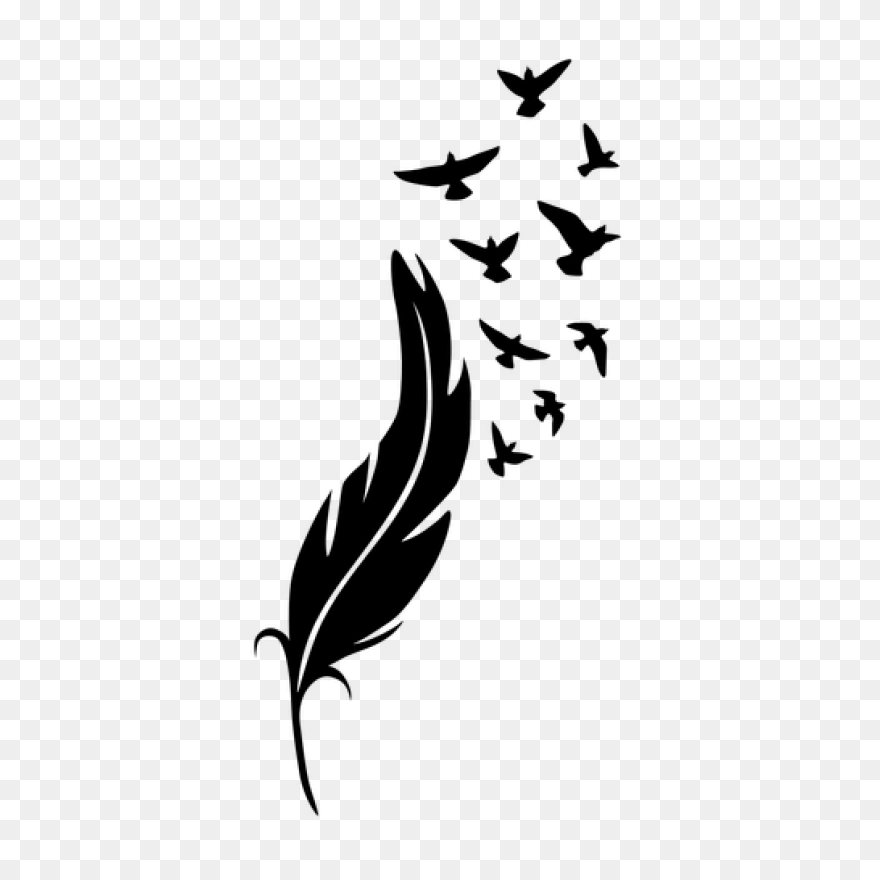 Bird Black And White Leaf Feather C