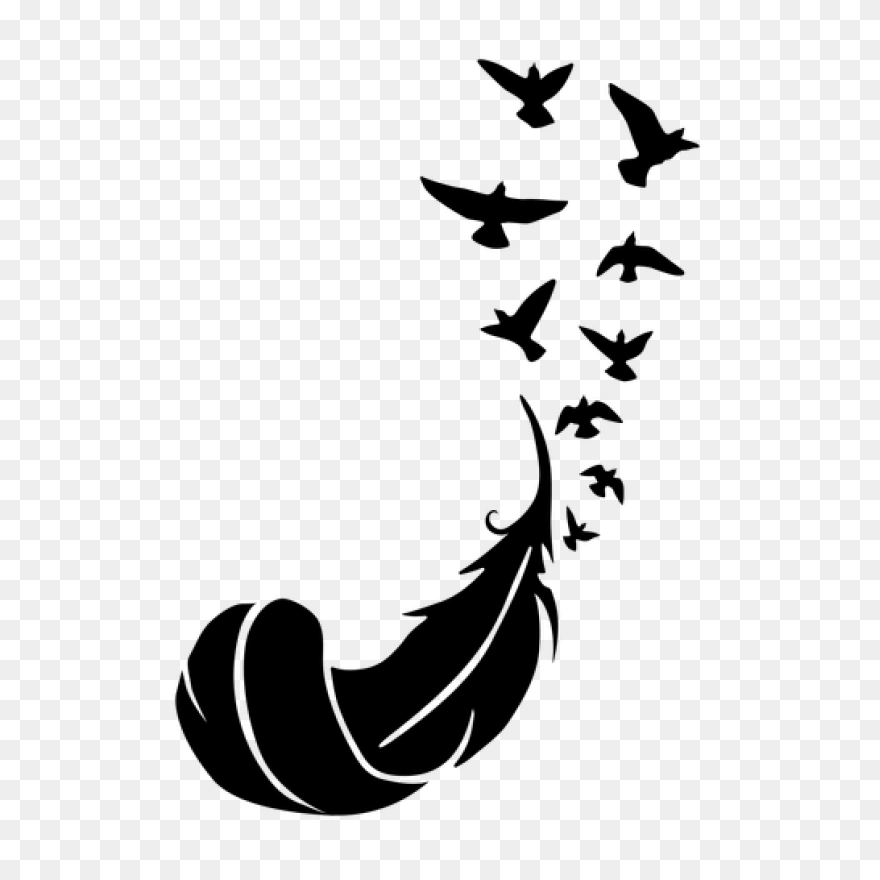 Bird Black And White Leaf Feather C