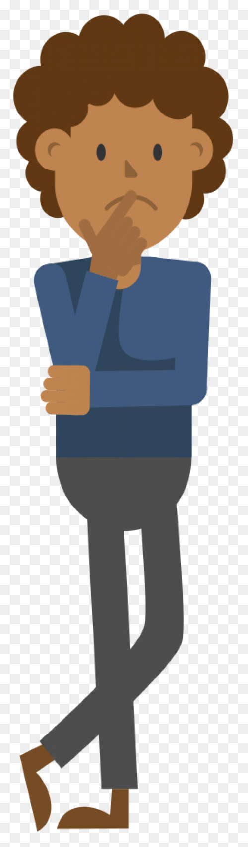 Black Man Thinking Clipart - Black 