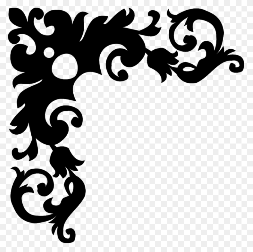Pin Flower Border Design Clipart - Black Design