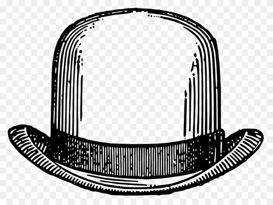 Bowler Hat With Blue Band - Clipart