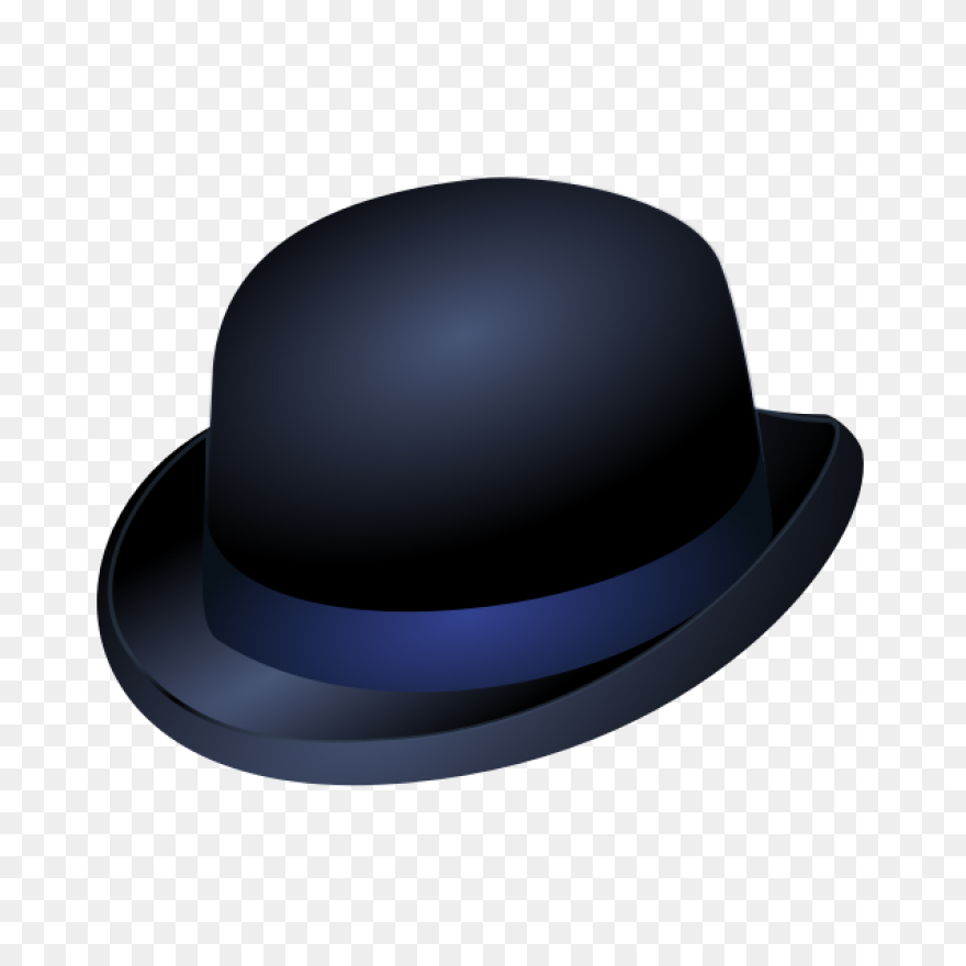 Bowler Hat With Blue Band - Clipart