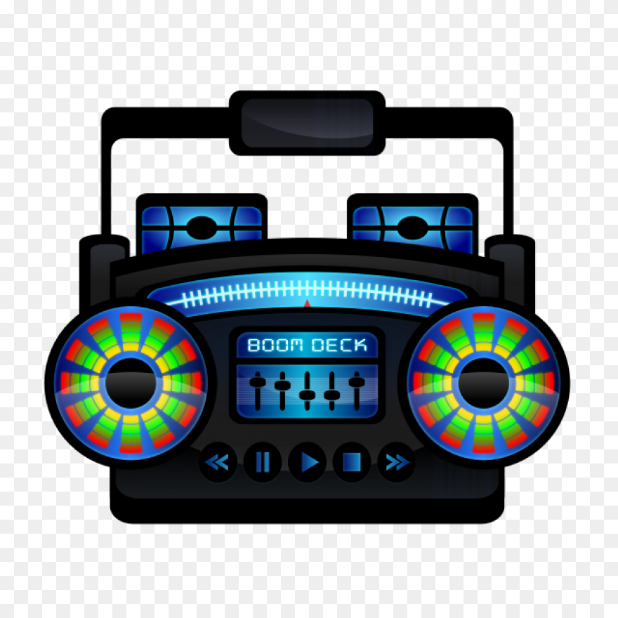 Boombox With Music Notes Clip Art -