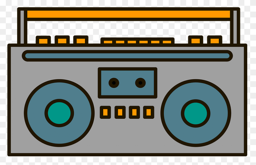 Boombox With Music Notes Clip Art -