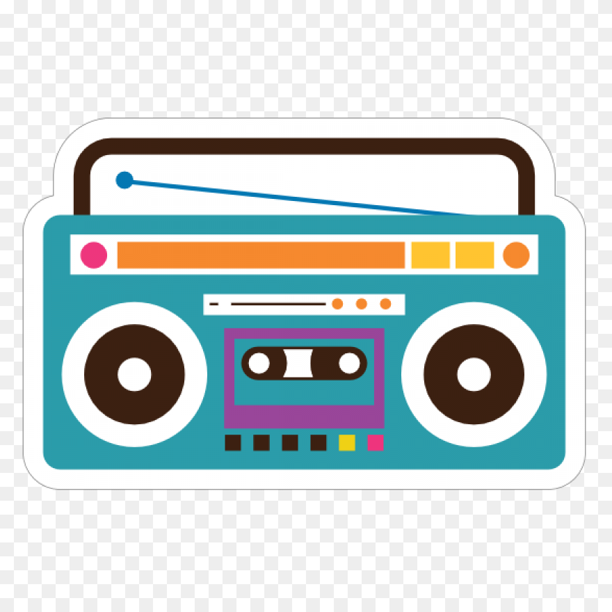 Blue Boombox Hippie Sticker - Boombox