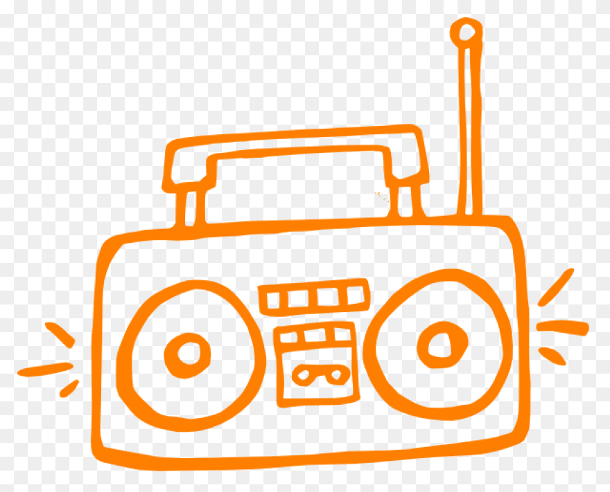 Boombox With Music Notes Clip Art -