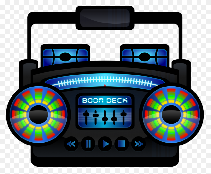 Boombox With Music Notes Clip Art -