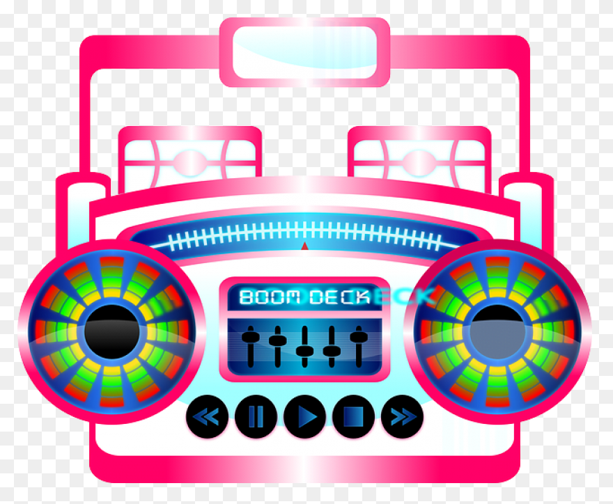 Boombox With Music Notes Clip Art -