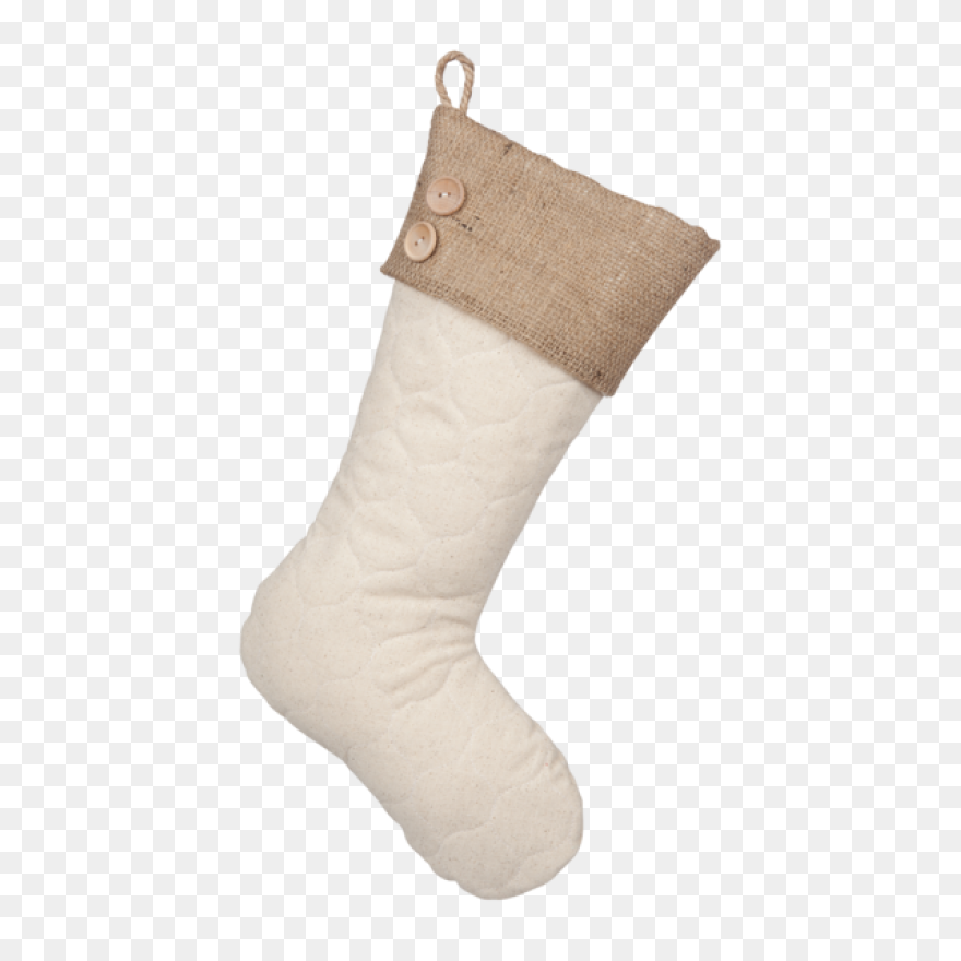 Single Quilted Stocking With Burlap - Burlap