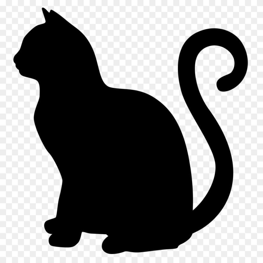 Cat Cat Black And White Silhouette 