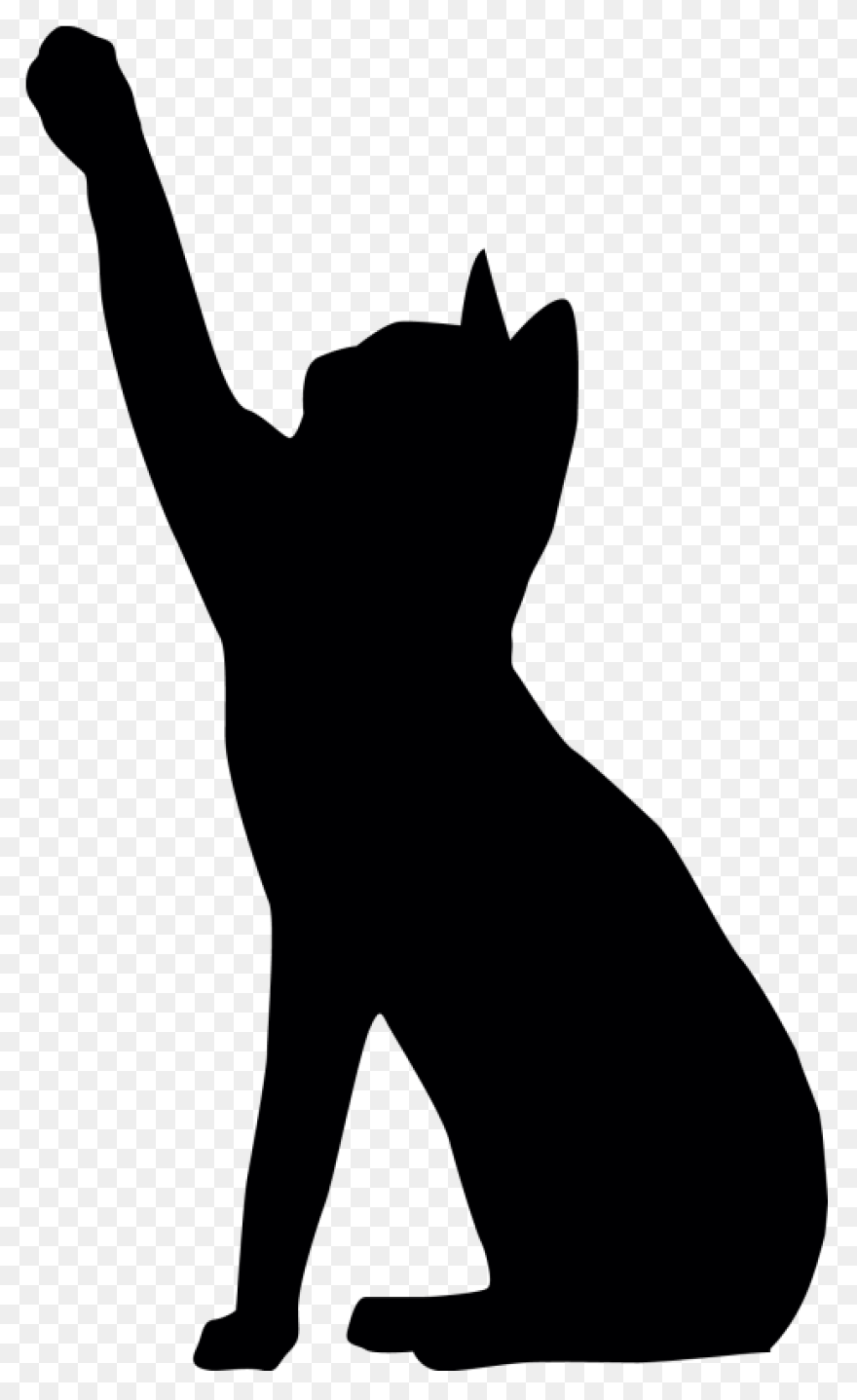 Cat Cat Black And White Silhouette 