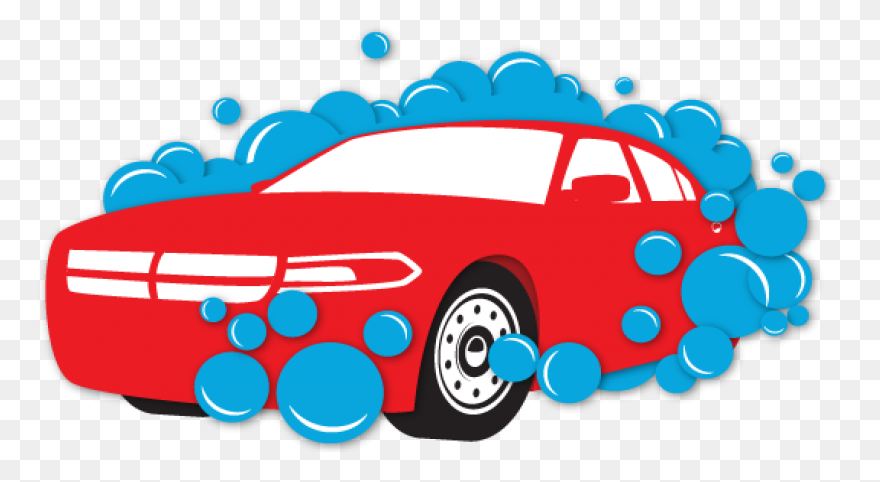 Cartoon Car Washing With Water Pipe