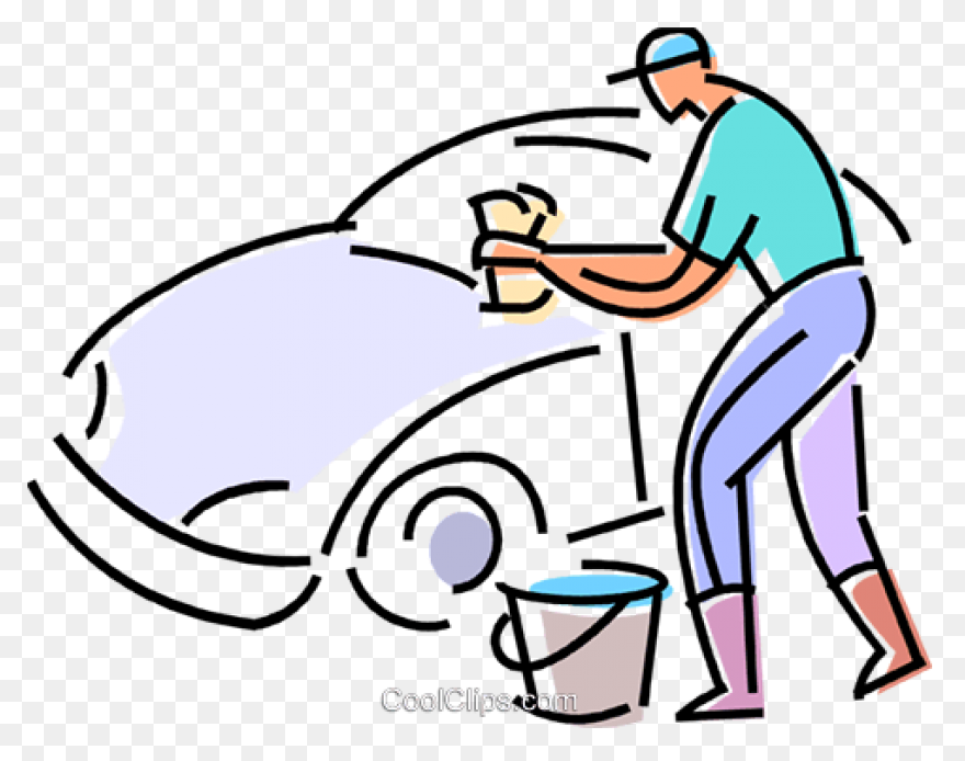 Cartoon Car Washing With Water Pipe