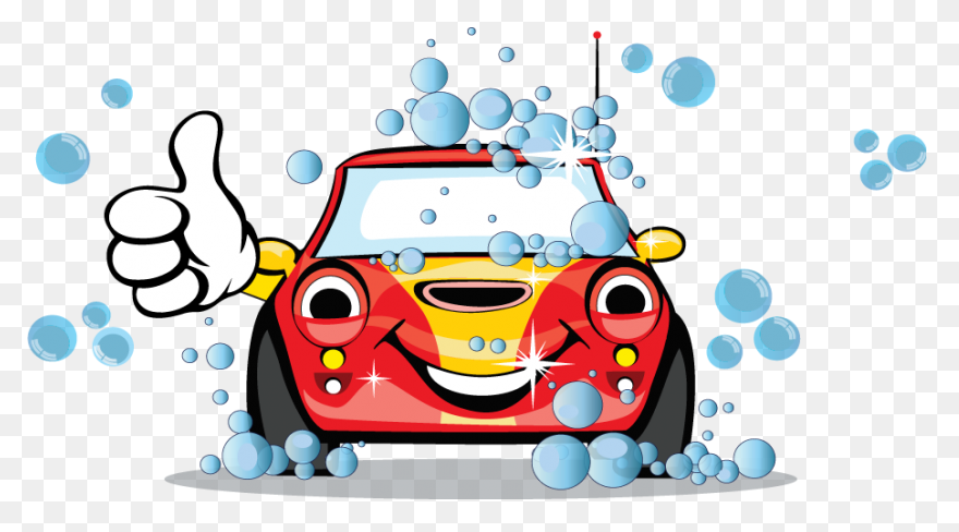 Cartoon Car Washing With Water Pipe
