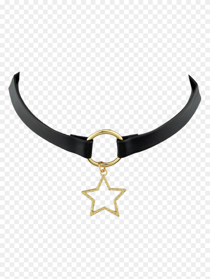 Star Faux Leather Choker Necklace - Choker