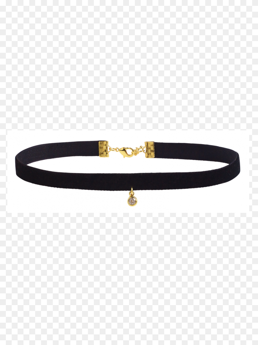 Thin Black Velvet Choker With - Choker