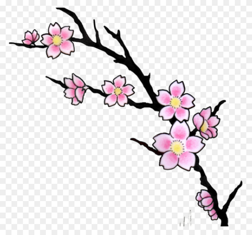 Cartoon Cherry Blossom Branch Clipa