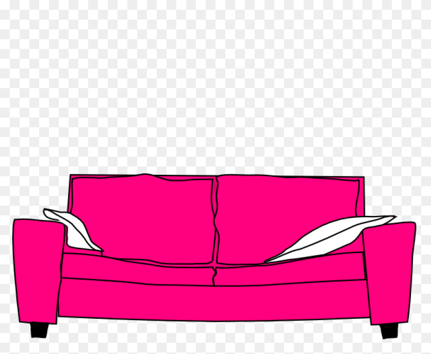 Pink Couch With Pillows Clipart - Couch