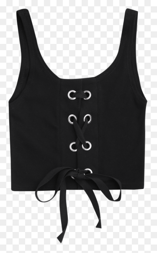 Ribbed Texture Lace Up Crop - Crop Top