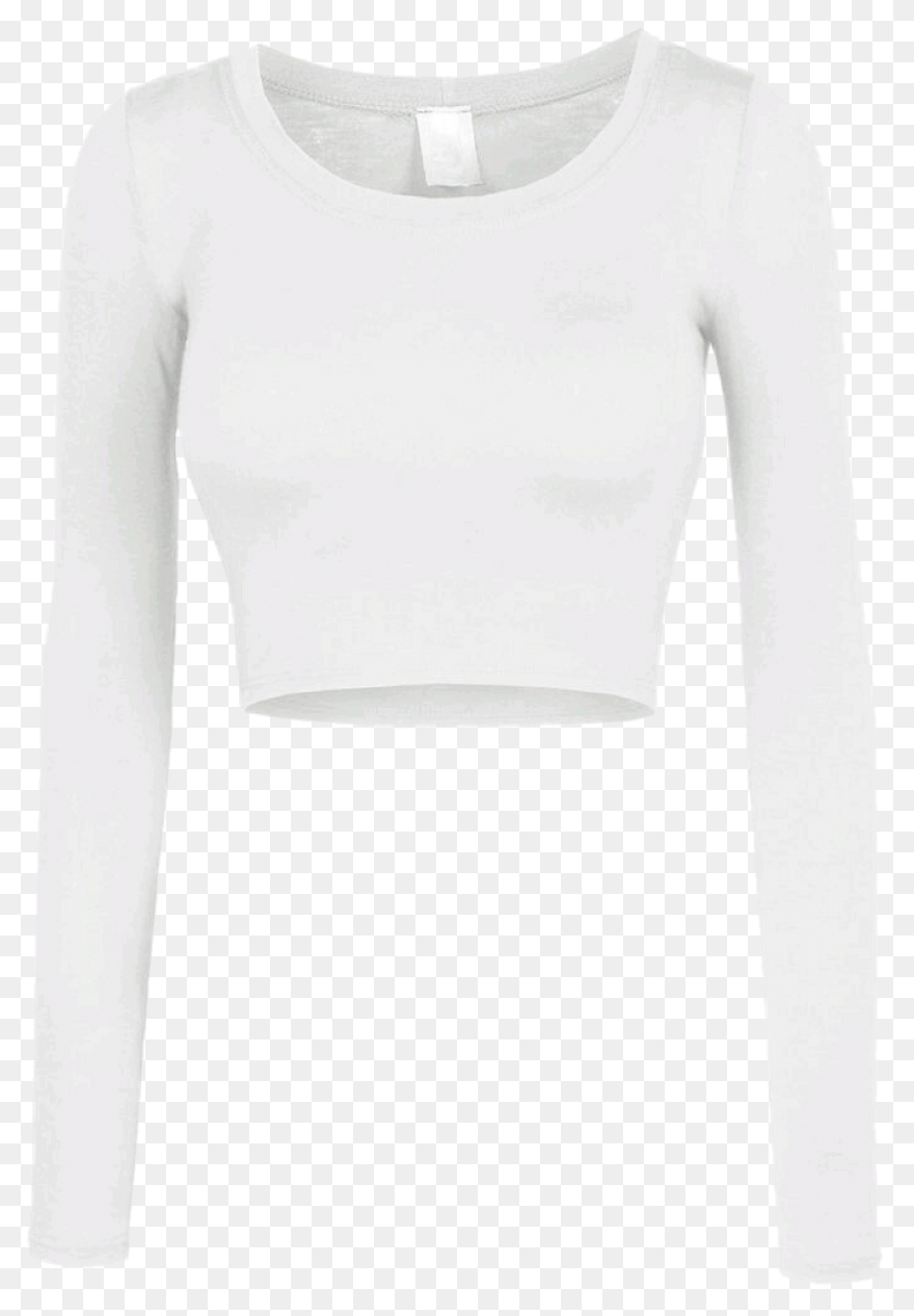 Shirt Croptop Crop White Longsleeve - Crop Top