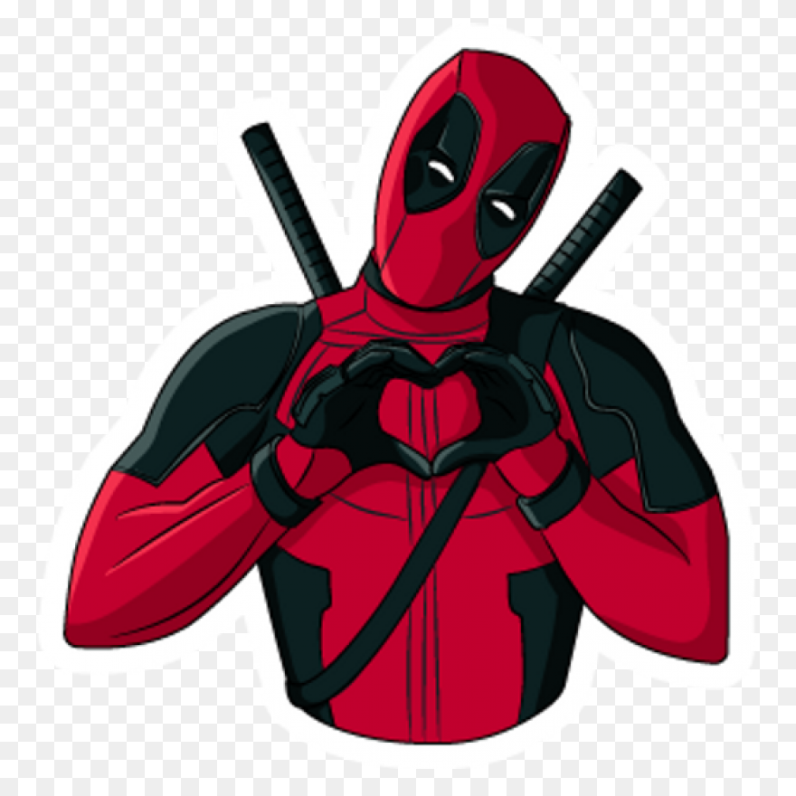 Deadpool Heart Hands Sticker Mania - Deadpool Comic