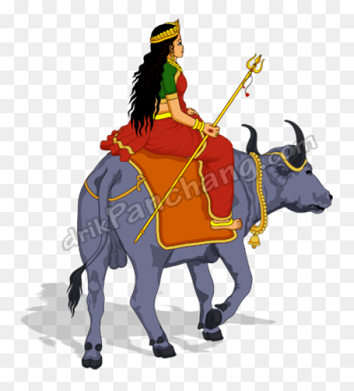 Departure Of Durga On Buffalo - Devi