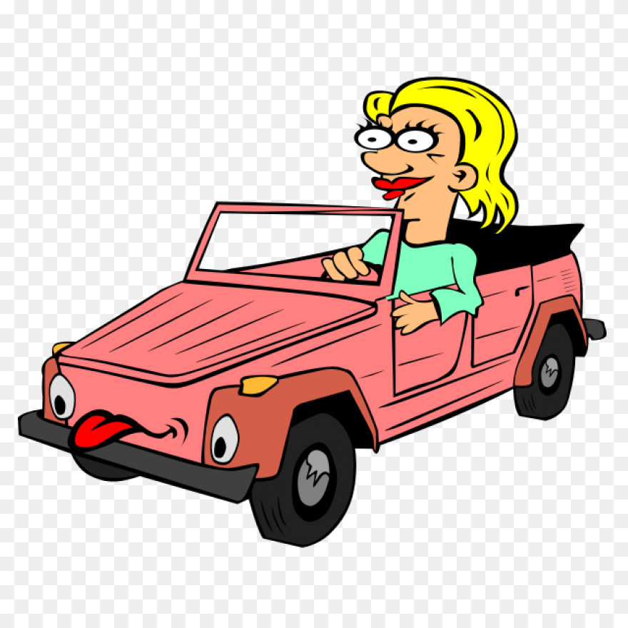 Girl Driving Car Cartoon | - Driving