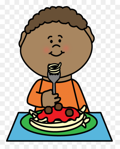 Boy Eating Cafeteria Lunch Clip Art