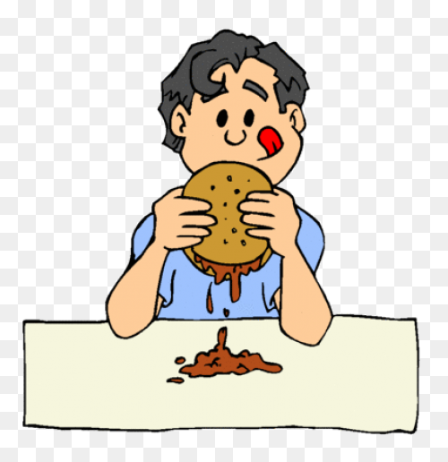 Boy Eating Cafeteria Lunch Clip Art