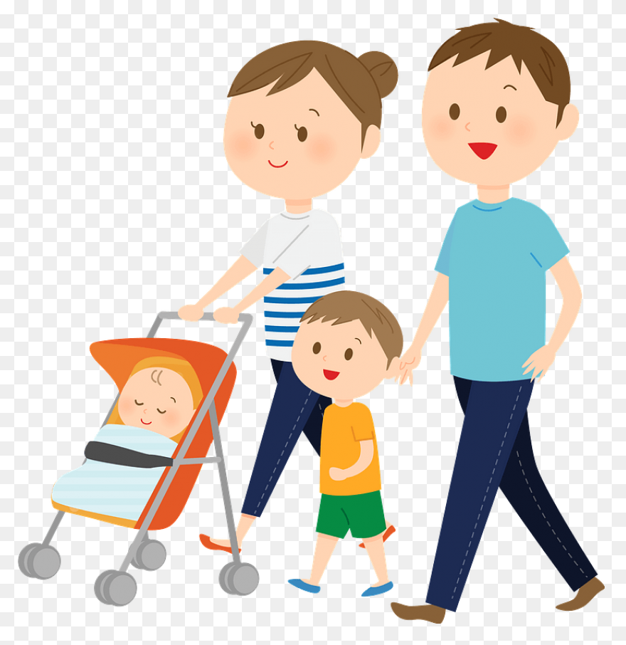 Family Father Mother Children Clipart - Family Walking
