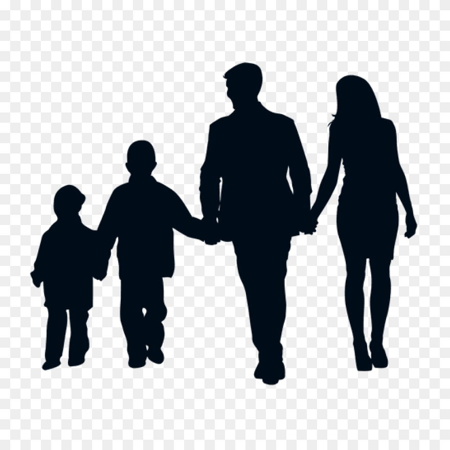 Family Holding Hands Silhouette - F