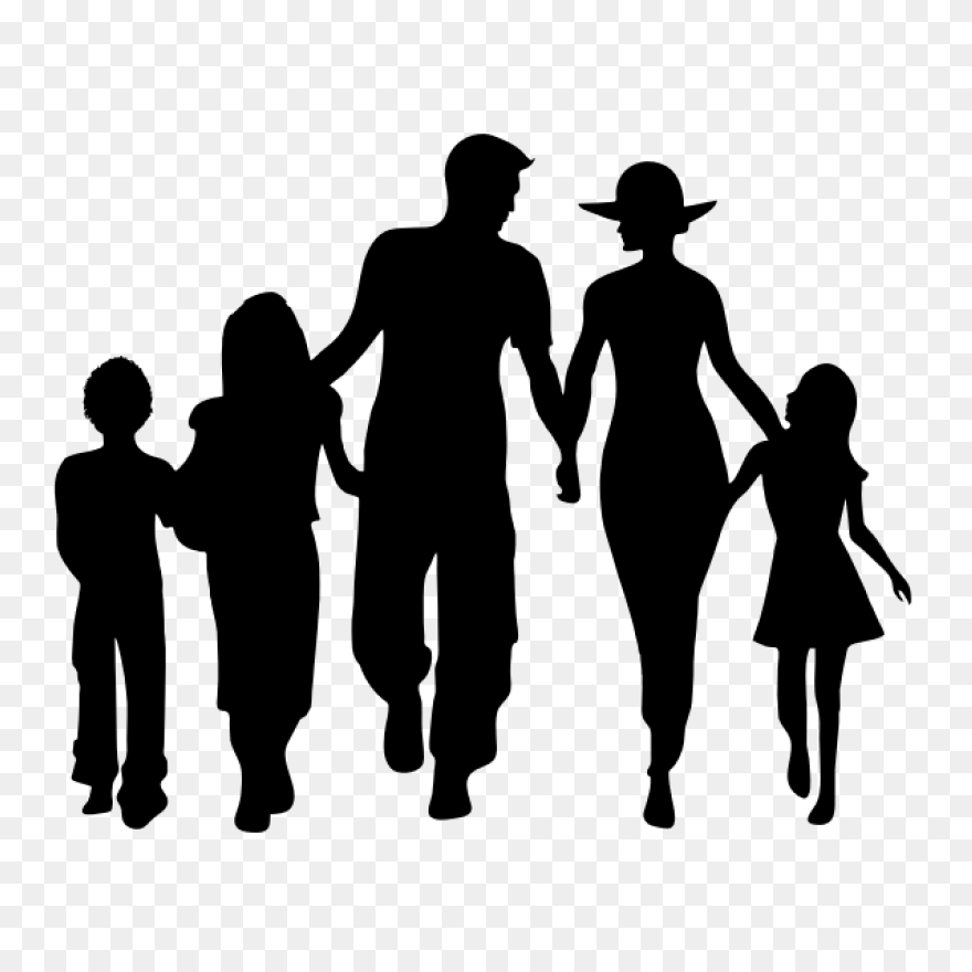 Family Holding Hands Silhouette - F