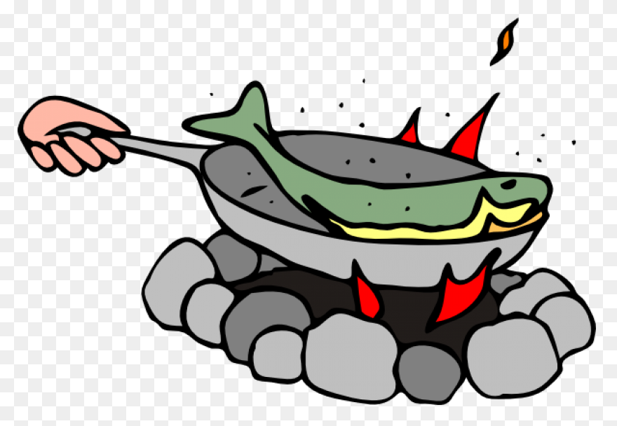 Frying Fish Clipart Free Vector - Fish Fry