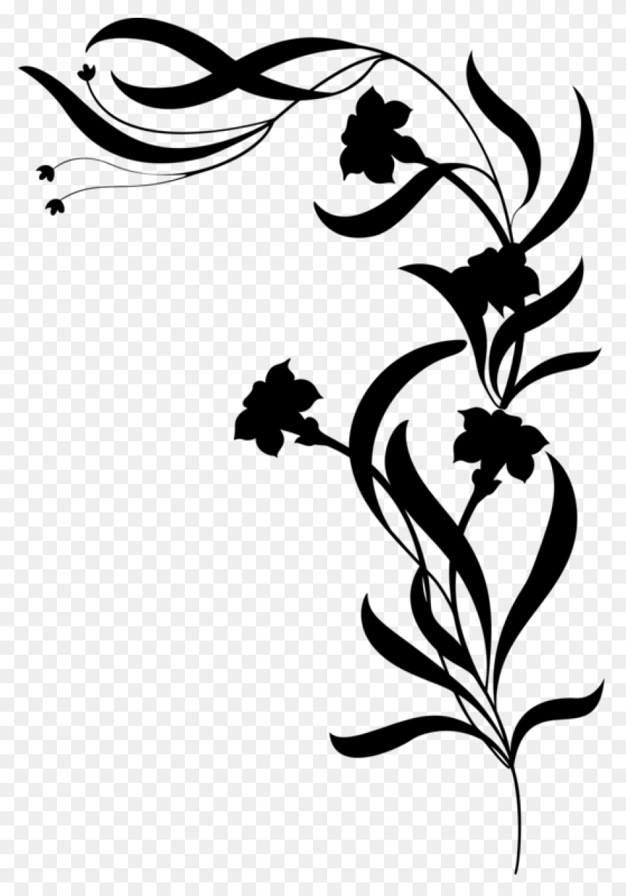 Clipart Flower Decorative Borders Silhouette - Flower Line