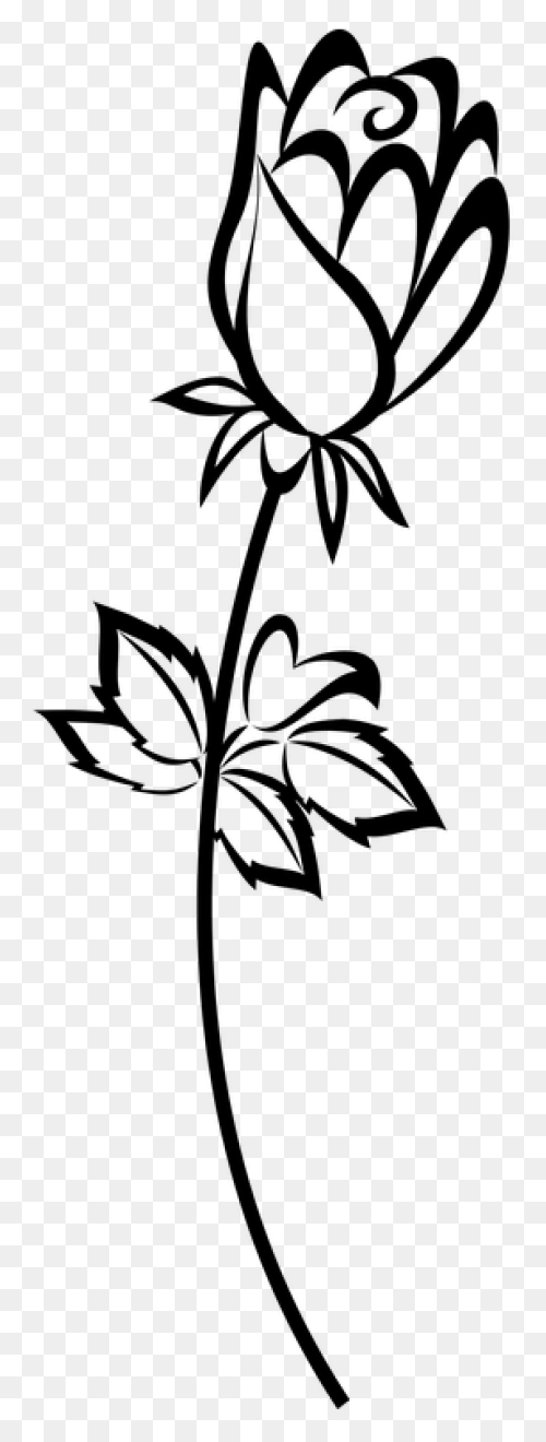 Flower Line Art Clipart - Flower, D