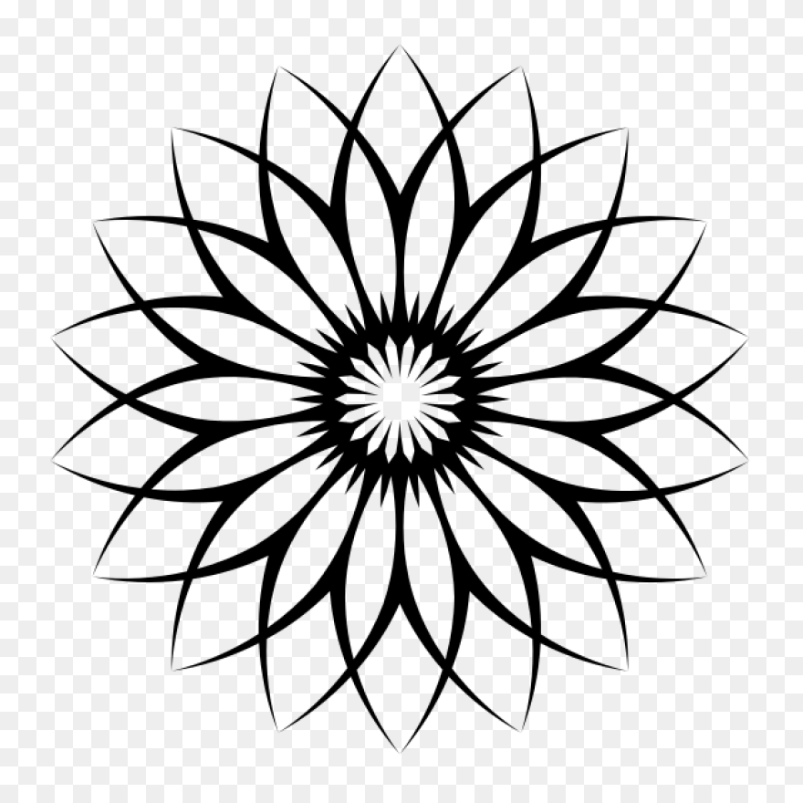 Flower Line Art Clipart - Flower, D