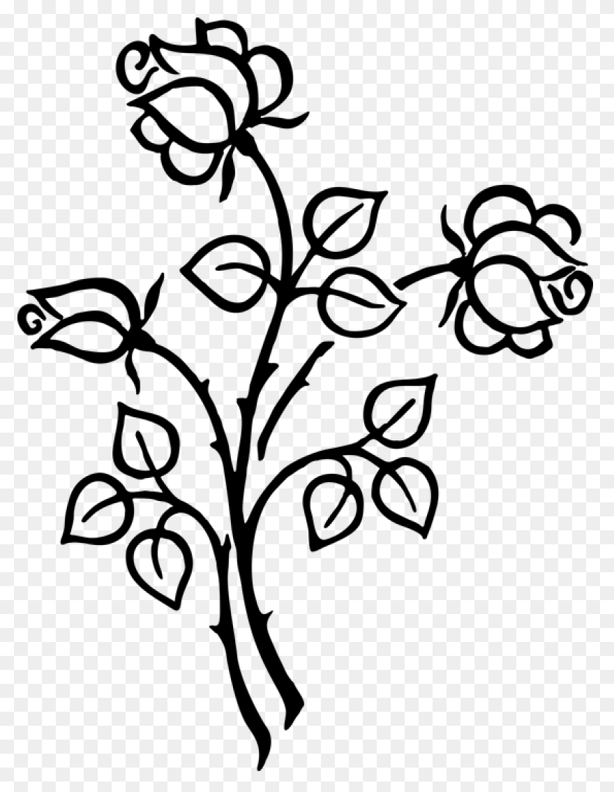 Flower Line Art Clipart - Flower, D