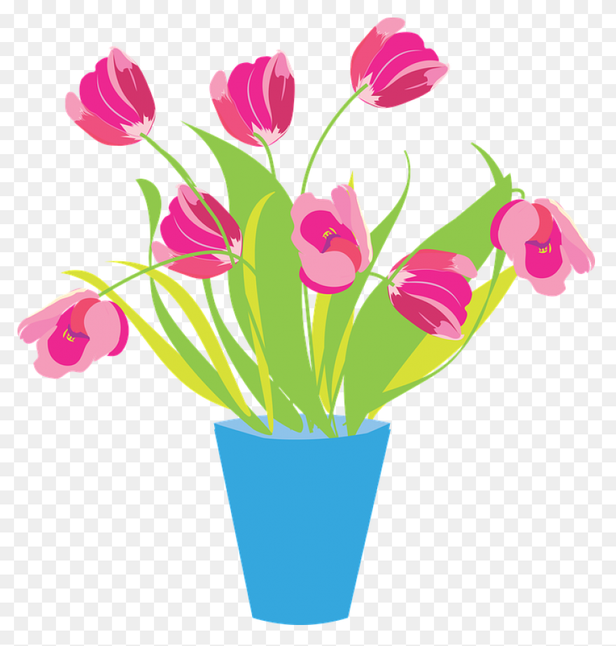 Flowers Vase Tulips Free Vector - Flower Vase