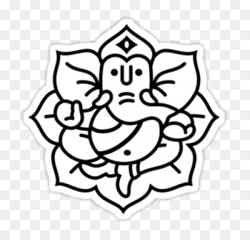 Ganpati Black And White - ClipartFl