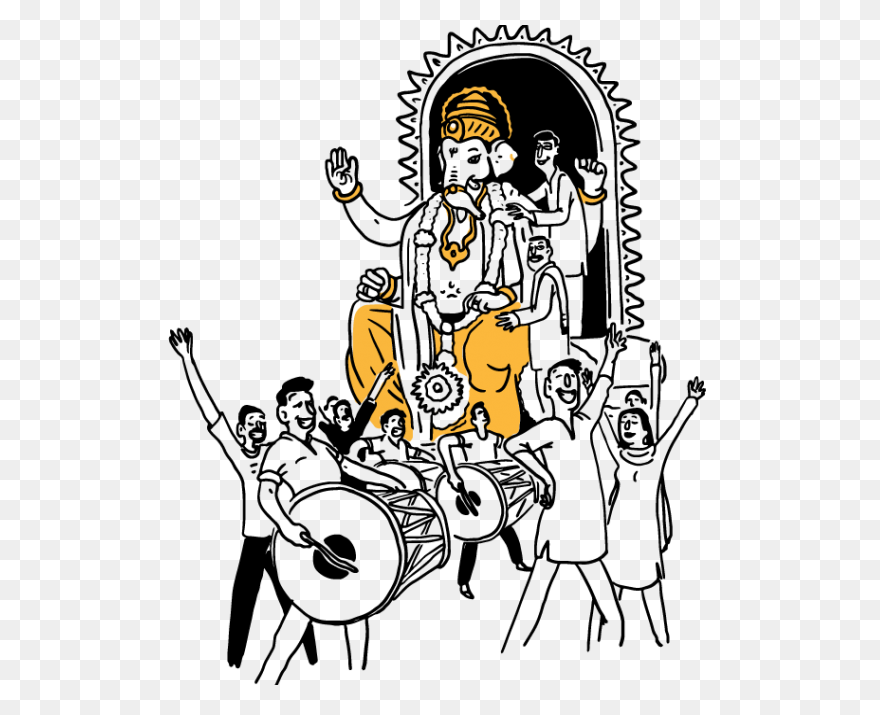 Ganpati Black And White - ClipartFl