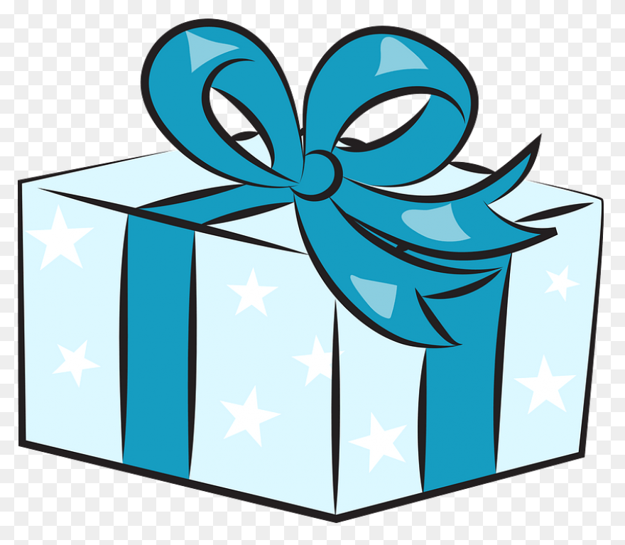 Gift Box With Blue Bow Free Clipart
