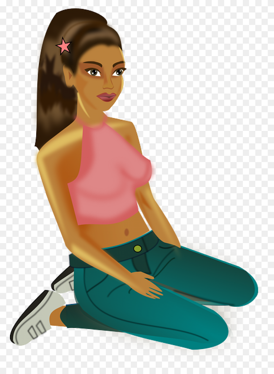 Girl Sitting In Yoga Pose On The Fl