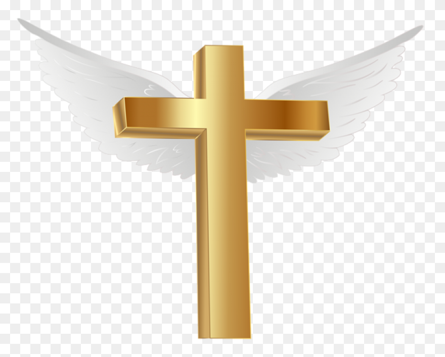 Gold Cross With Angel Wings - Gold Wings