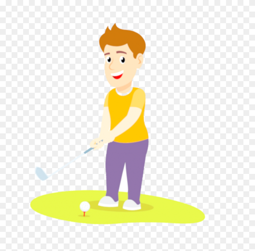 Man Isolated Stick Character Recreation - Golf